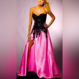 Jovani Pink/Black Corset Dress Sequin Beaded(sz12)